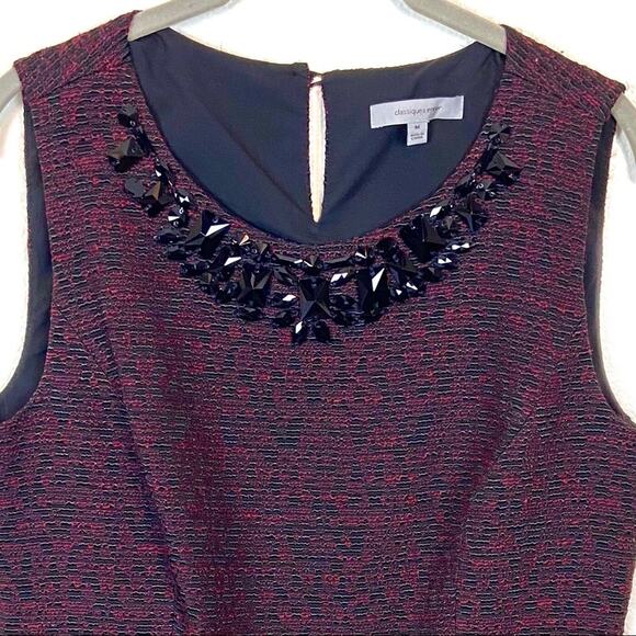 Classiques Entier Top Shirt Size M Sleeveless Bejeweled Red Black Special Event - Picture 7 of 13